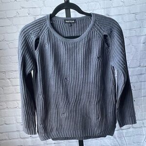 NWT Knyt and Lynk Distressed Blue Sweater Size Small